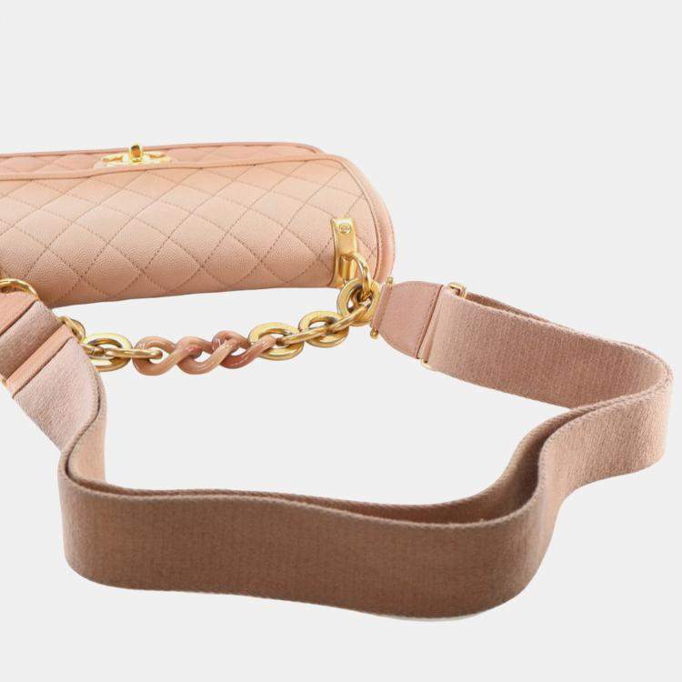 Pre Owned Chanel Brown Medium Quilted Caviar Sunset On The Sea Flap