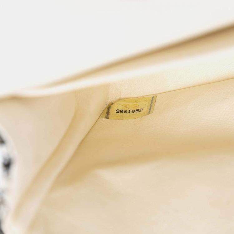 Pre Owned Chanel Black White Medium Classic Tweed Double Flap