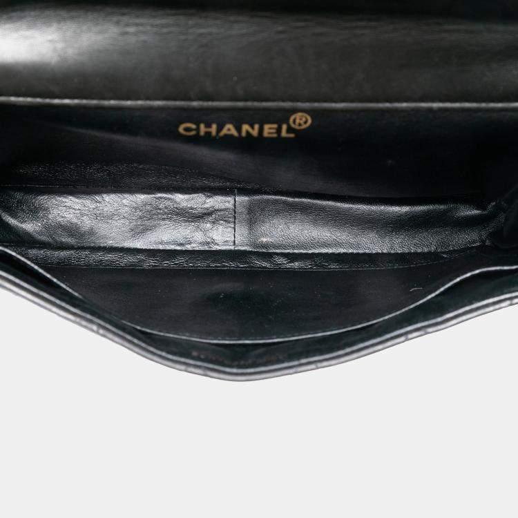 Pre Owned Chanel Black Medium Quilted Lambskin Double Sided Flap