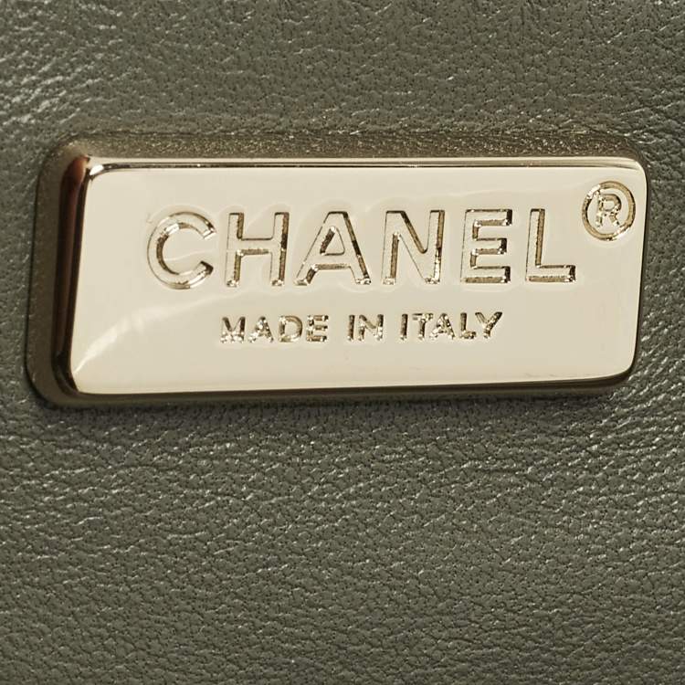 Pre Owned Chanel Classic Single Flap Medium Green Sequins and Canvas Shoulder Bag