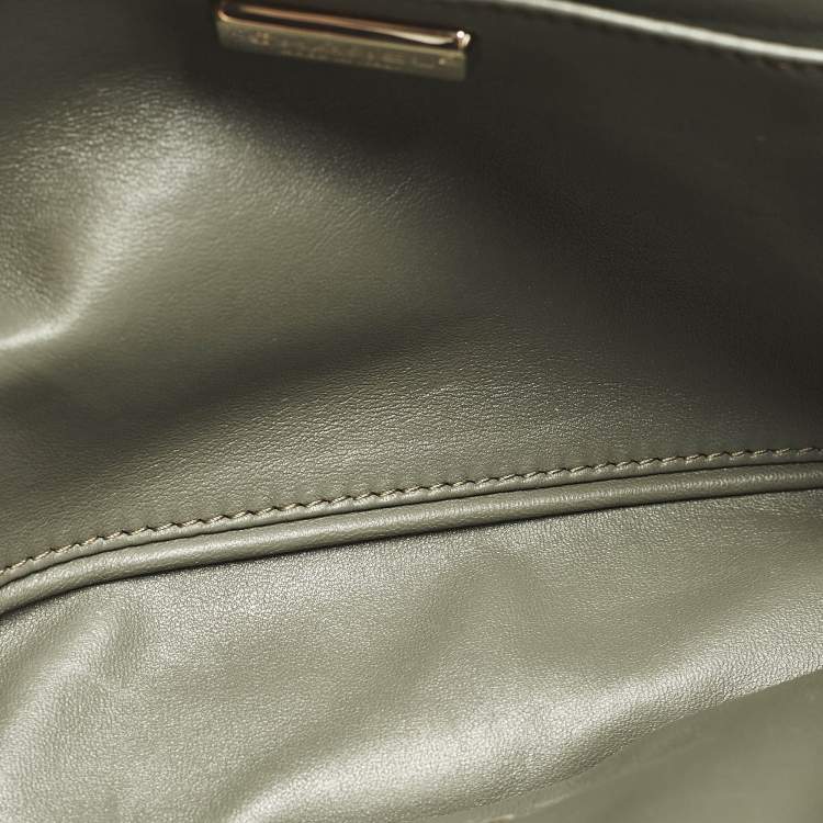 Pre Owned Chanel Classic Single Flap Medium Green Sequins and Canvas Shoulder Bag