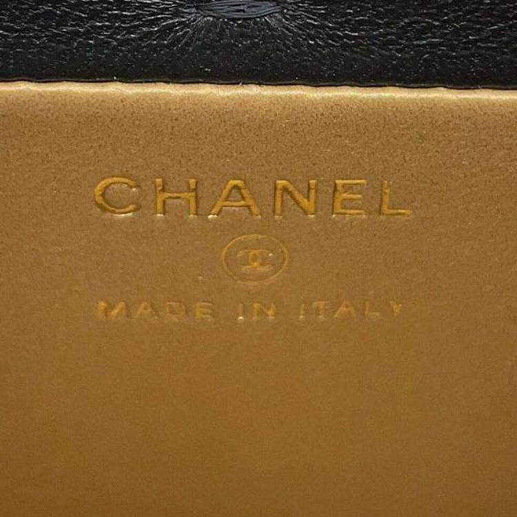 Pre Owned Chanel Black Mini CC Quilted Lambskin Vanity Case with Chain