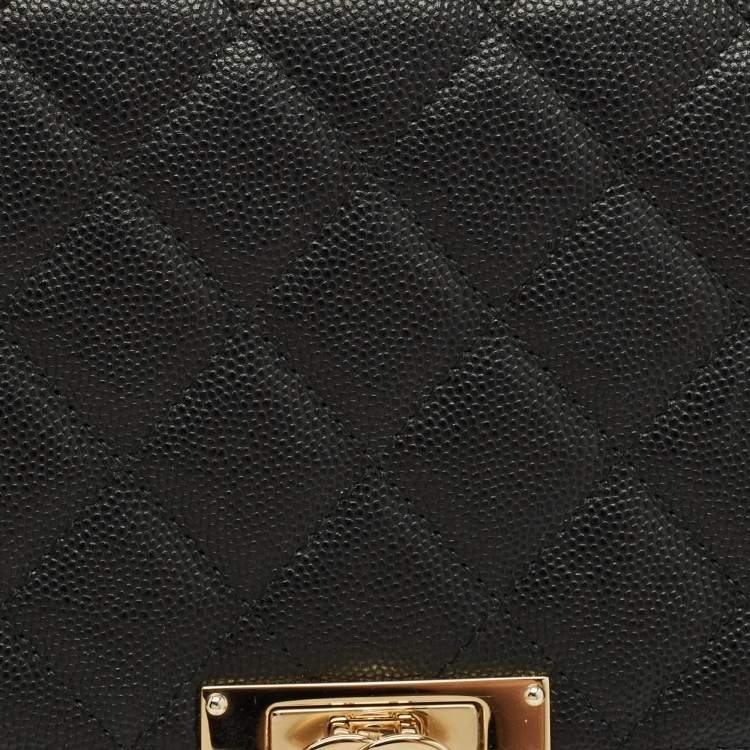 Pre Owned Chanel Black Quilted Caviar Leather Large Portfolio Clutch