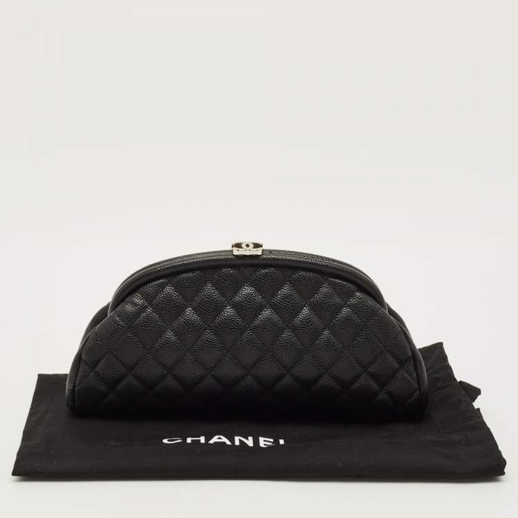 Pre Owned Chanel Timeless Black Quilted Caviar Leather Clutch