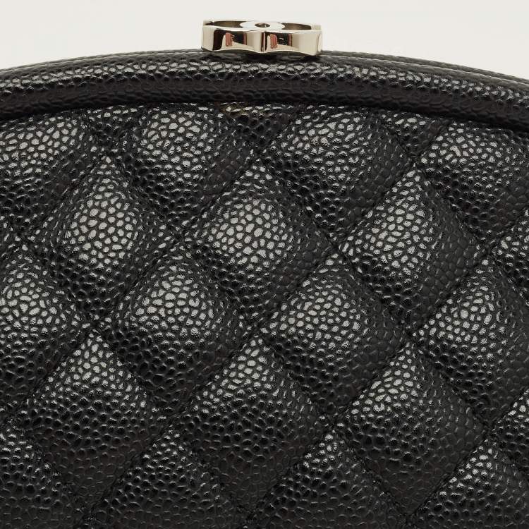 Pre Owned Chanel Timeless Black Quilted Caviar Leather Clutch