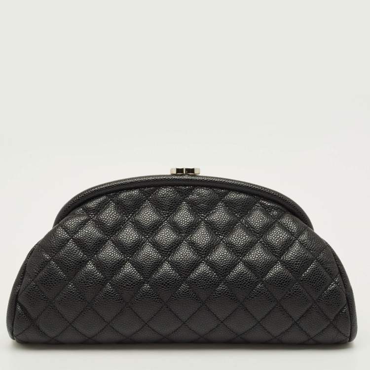 Pre Owned Chanel Timeless Black Quilted Caviar Leather Clutch