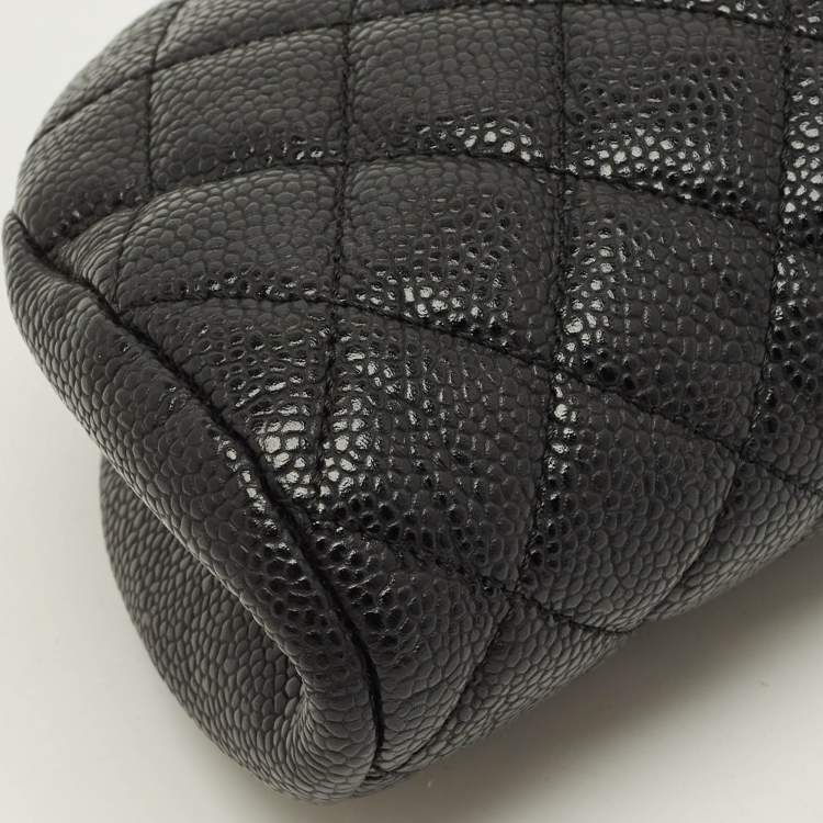 Pre Owned Chanel Timeless Black Quilted Caviar Leather Clutch