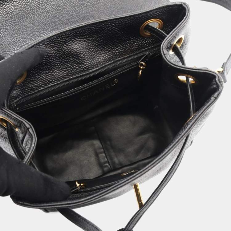 Pre Owned Chanel Coco Mark Backpack Bag In Calfskin Leather Cowhide Black