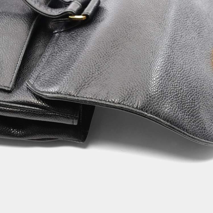 Pre Owned Chanel Coco Mark Backpack Bag In Calfskin Leather Cowhide Black