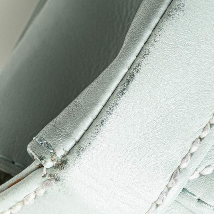 Pre Owned Chanel Coco Mark Wild Stitch Handbag In Light Blue Lambskin