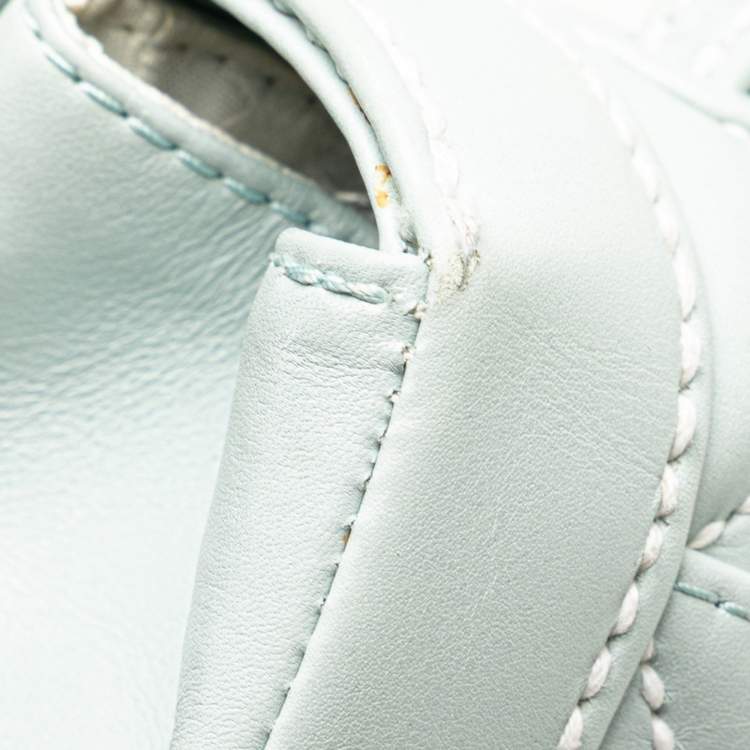 Pre Owned Chanel Coco Mark Wild Stitch Handbag In Light Blue Lambskin