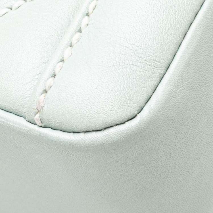 Pre Owned Chanel Coco Mark Wild Stitch Handbag In Light Blue Lambskin