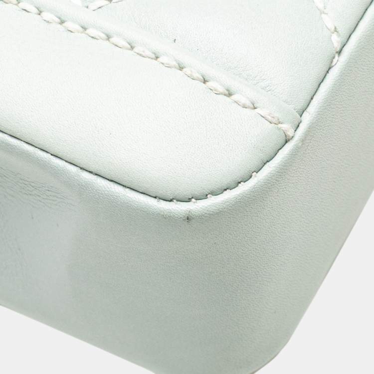 Pre Owned Chanel Coco Mark Wild Stitch Handbag In Light Blue Lambskin