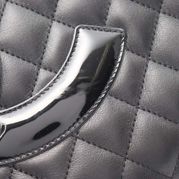 Pre Owned Chanel Cambon Medium Tote Bag Leather Black
