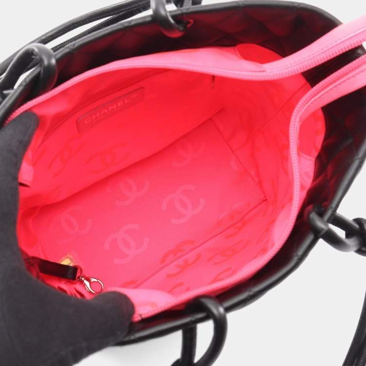 Pre Owned Chanel Cambon Medium Tote Bag Leather Black