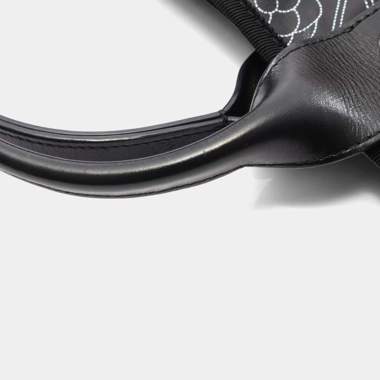 Pre Owned Chanel Coco Mark Camellia Tote Bag Coated Canvas And Leather Black Beige