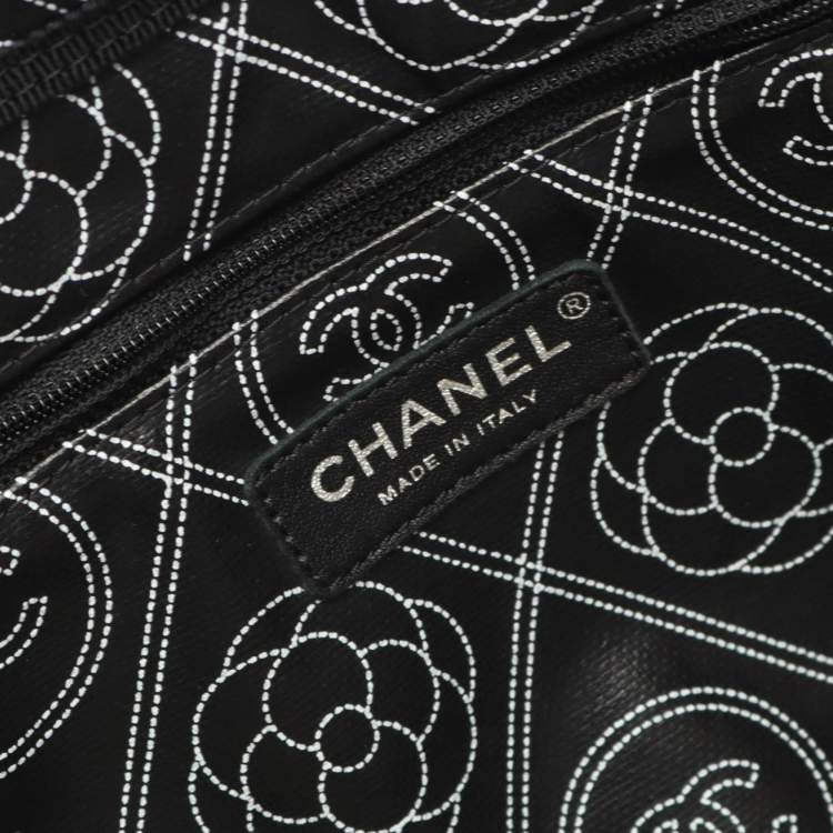 Pre Owned Chanel Coco Mark Camellia Tote Bag Coated Canvas And Leather Black Beige