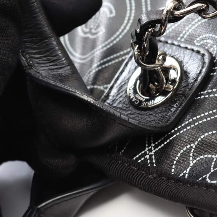 Pre Owned Chanel Coco Mark Camellia Tote Bag Coated Canvas And Leather Black Beige