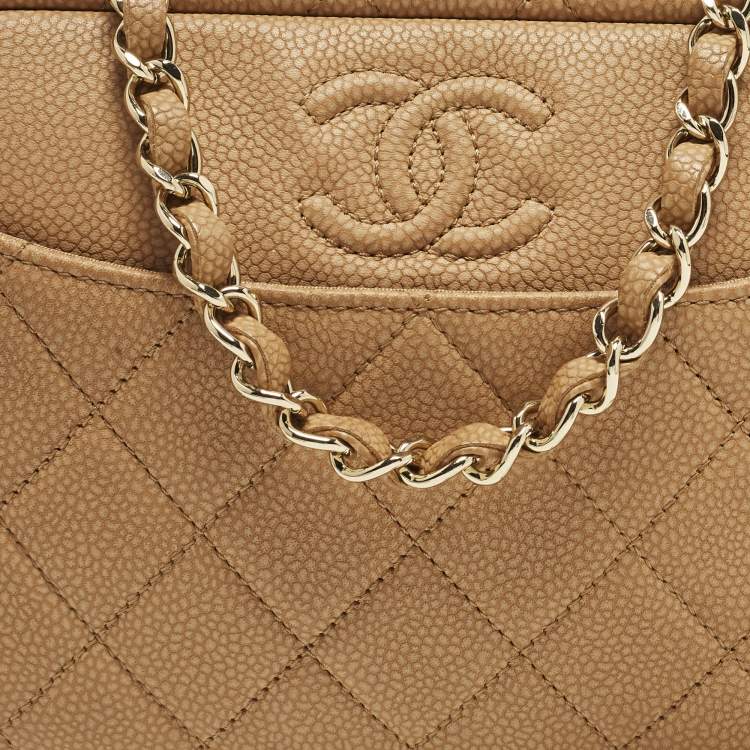 Pre Owned Chanel Coco Tassel Brown Quilted Caviar Leather Camera Bag