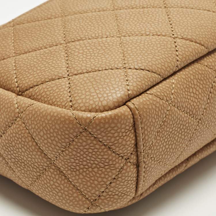 Pre Owned Chanel Coco Tassel Brown Quilted Caviar Leather Camera Bag