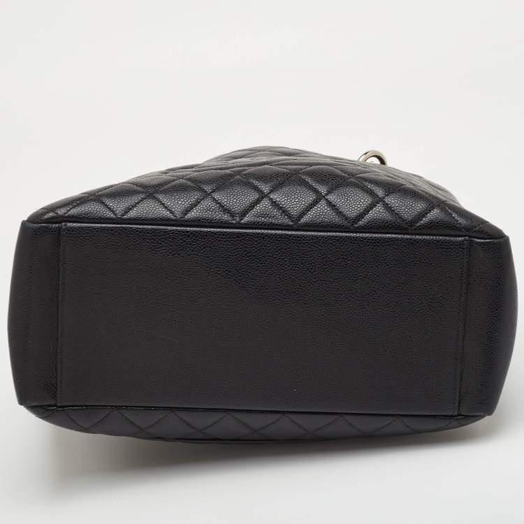 Pre Owned Chanel Black Quilted Caviar Leather GST Shopper Tote