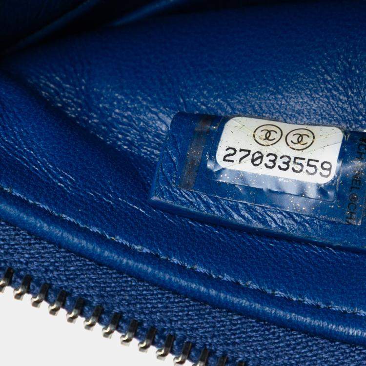 Pre Owned Chanel Blue White Small Bicolor Aged Calfskin 31 Clutch