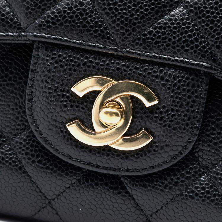 Pre Owned Chanel Black Jumbo Classic Caviar Single Flap