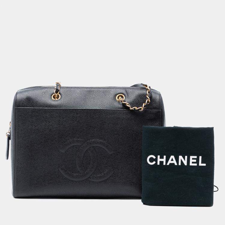 Pre Owned Chanel Black CC Caviar Shoulder Bag