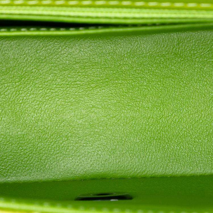 Pre Owned Chanel Black Green Mini Rectangular Classic Velvet Single Flap