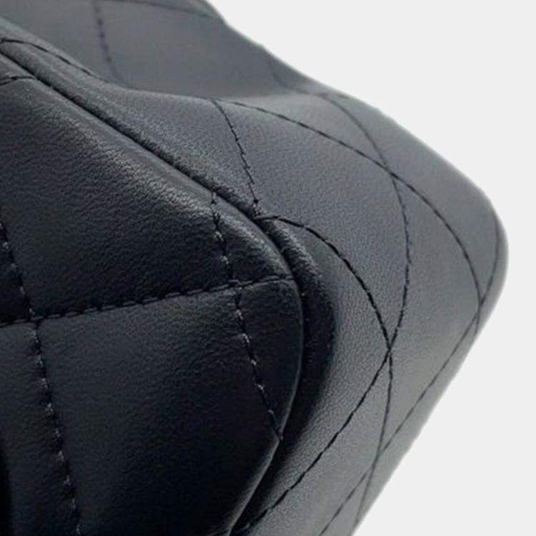 Pre Owned Chanel Black Mini Rectangular Classic Lambskin Top Handle Flap