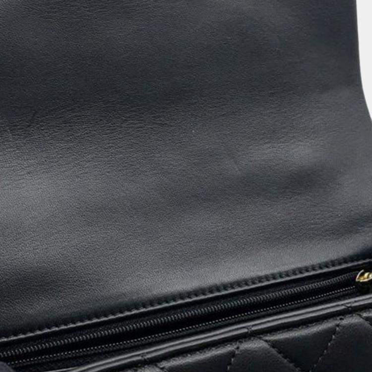 Pre Owned Chanel Black Mini Rectangular Classic Lambskin Top Handle Flap