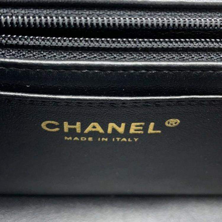 Pre Owned Chanel Black Mini Rectangular Classic Lambskin Top Handle Flap