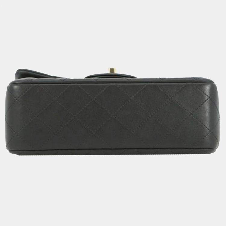 Pre Owned Chanel Black Mini Rectangular Classic Lambskin Top Handle Flap