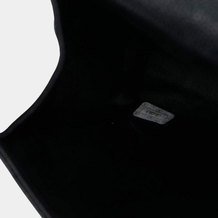 Pre Owned Chanel Black Mini CC Quilted Caviar Envelope Flap