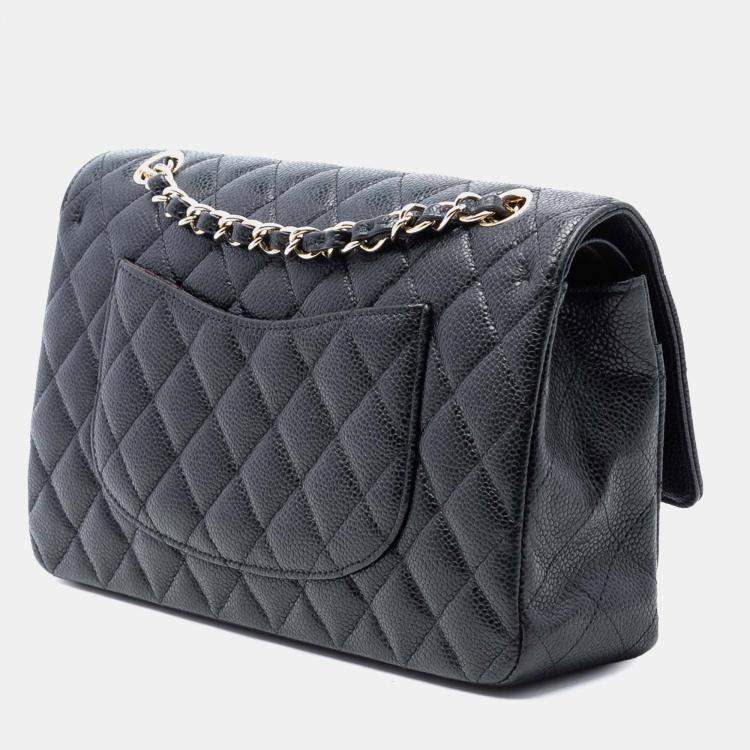 مملوكة مسبقًا Chanel Black Medium Classic Caviar Double Flap