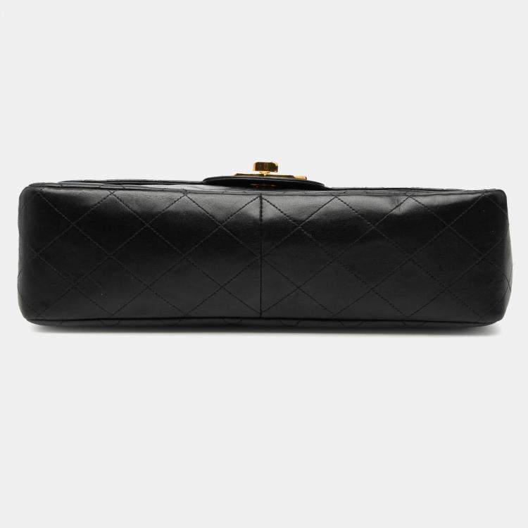 Pre Owned Chanel Black Jumbo XL Classic Lambskin Single Flap