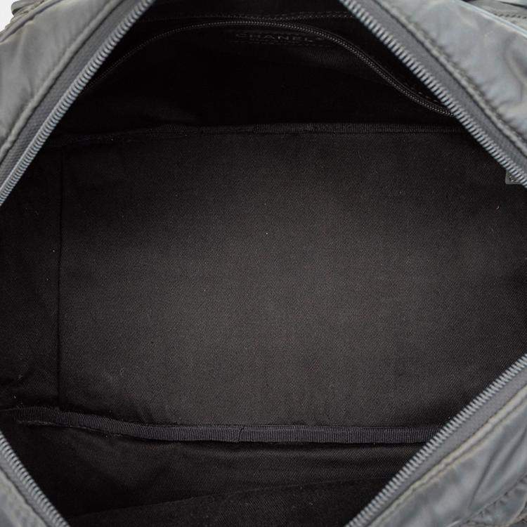 Pre Owned Chanel Paris New York Quilted Nylon Duffle Handbag