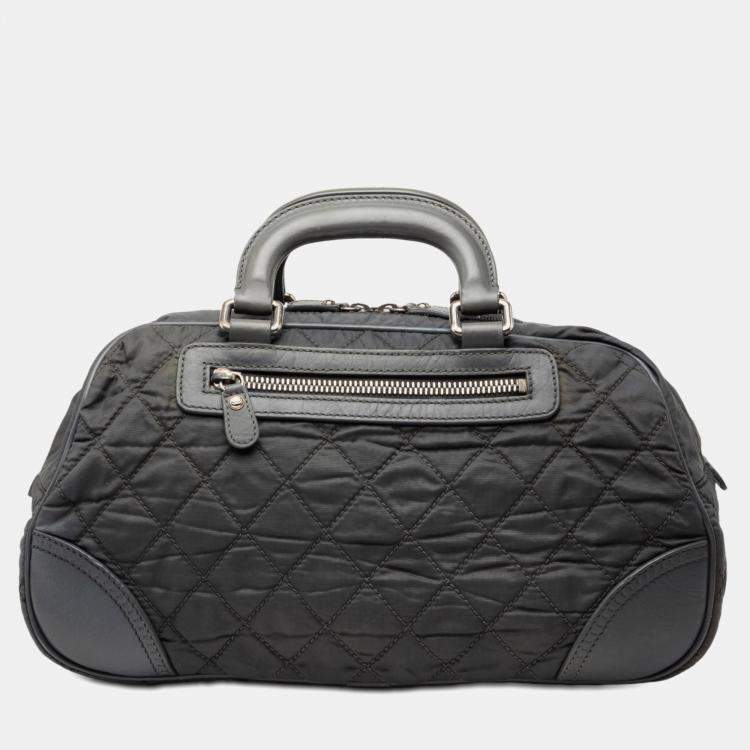 Pre Owned Chanel Paris New York Quilted Nylon Duffle Handbag