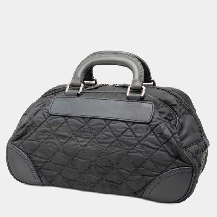 Pre Owned Chanel Paris New York Quilted Nylon Duffle Handbag