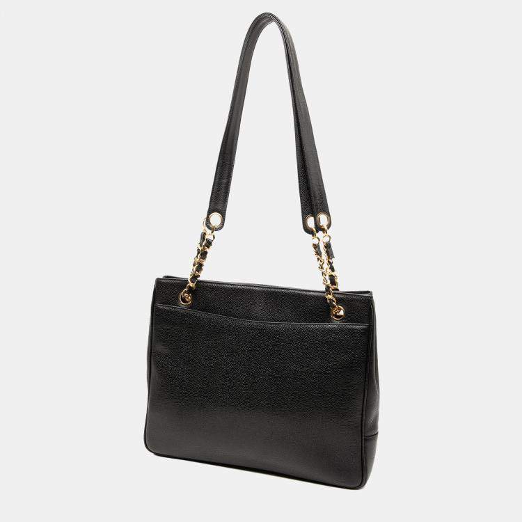Pre Owned Chanel Black CC Caviar Chain Tote