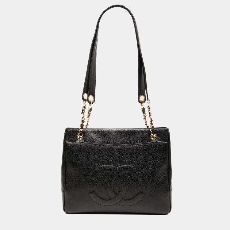 Pre Owned Chanel Black CC Caviar Chain Tote