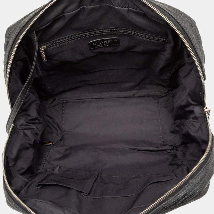 Pre Owned Chanel Black Quilted Coated Canvas Paris Biarritz Bowler Bag