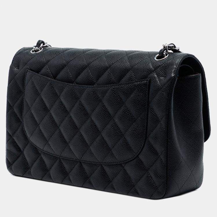Pre Owned Chanel Black Jumbo Classic Caviar Double Flap