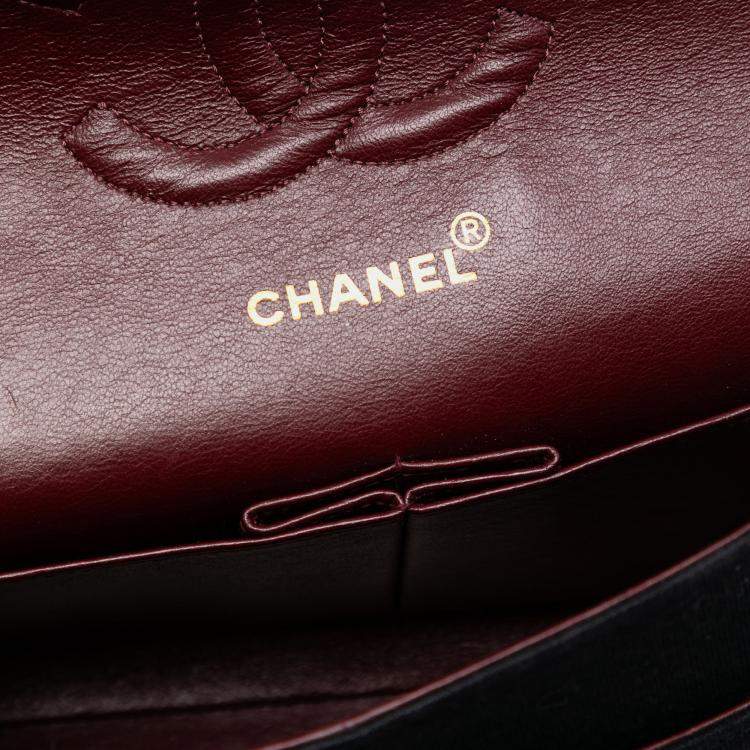 Pre Owned Chanel Black Medium Classic Jersey Bijoux Chain Double Flap