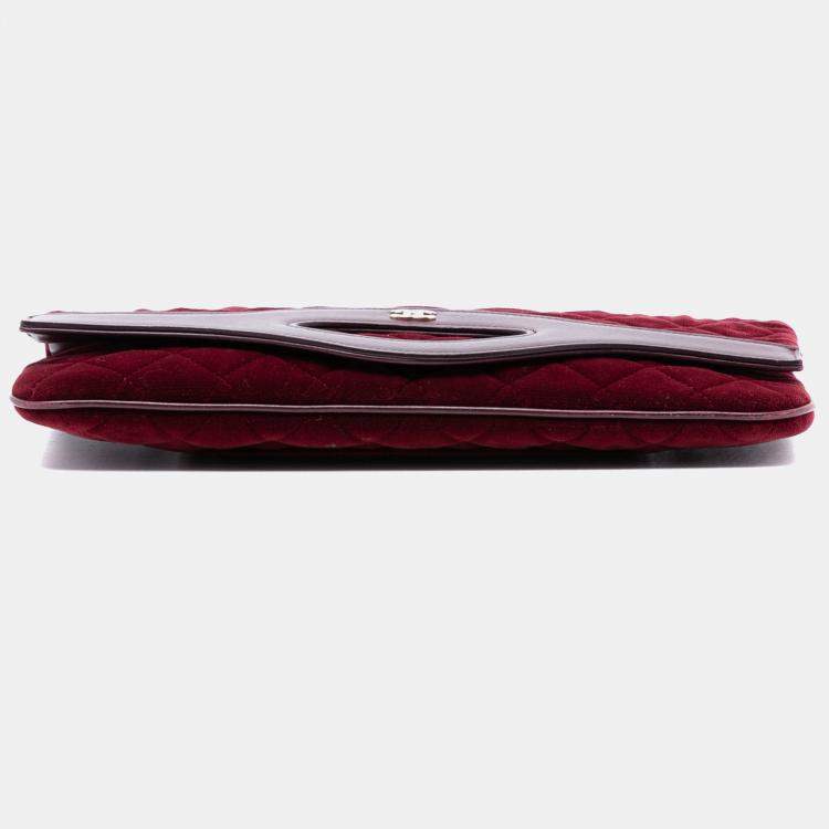 Pre Owned Chanel Red Quilted Velvet 31 Clutch