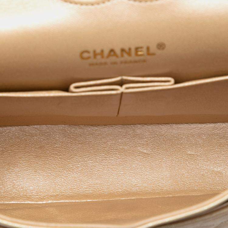 Pre Owned Chanel Brown Medium Classic Iridescent Caviar Double Flap