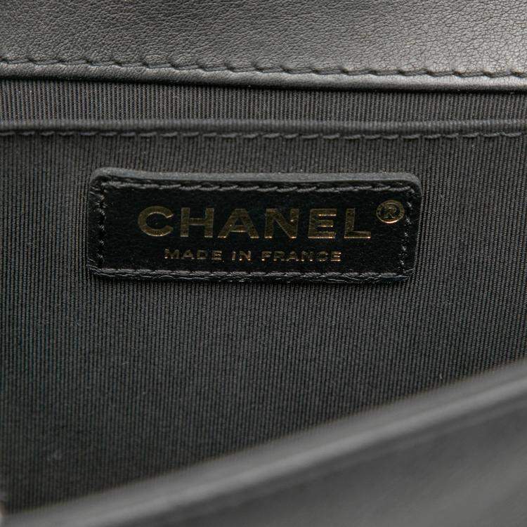 Pre Owned Chanel Black Old Medium Quilted Lambskin Boy Flap