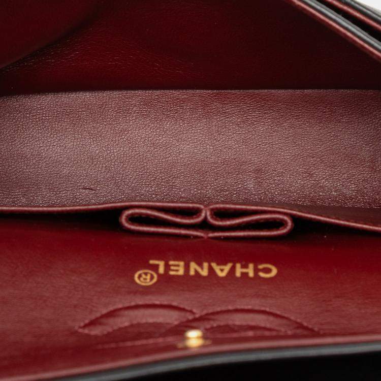 Pre Owned Chanel Black Small Classic Lambskin Double Flap