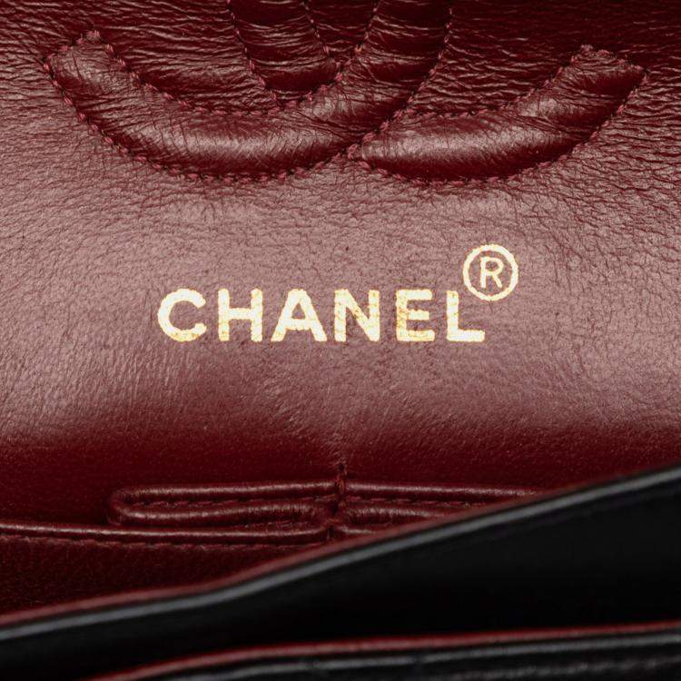 Pre Owned Chanel Black Small Classic Lambskin Double Flap