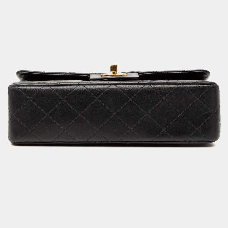 Pre Owned Chanel Black Small Classic Lambskin Double Flap